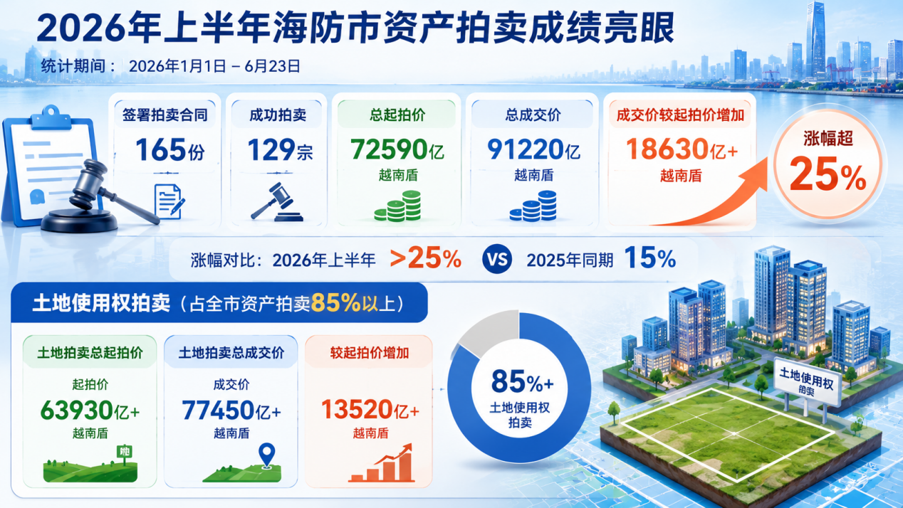 2026年上半年海防市资产拍卖成绩全景图